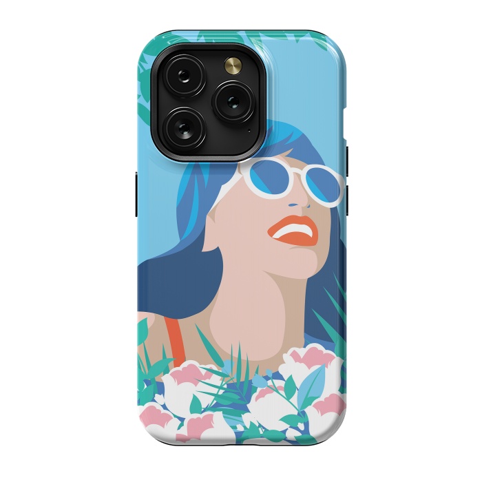 iPhone 15 Pro StrongFit Blue Summer Girl by DaDo ART