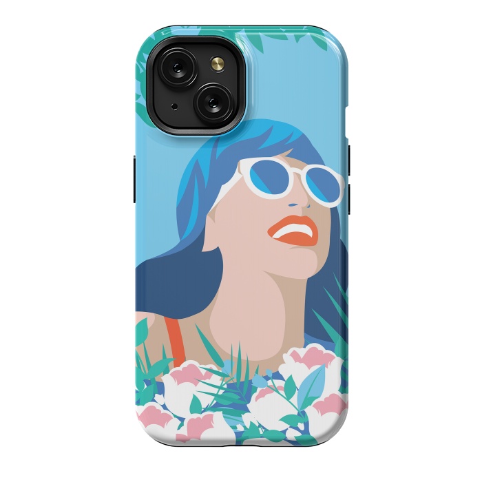 iPhone 15 StrongFit Blue Summer Girl by DaDo ART