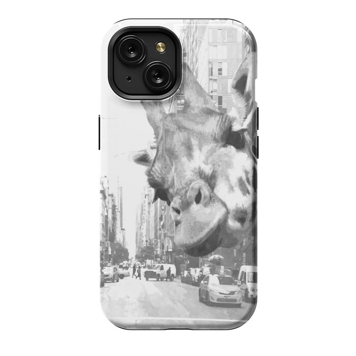 iPhone 15 StrongFit Black and White Selfie Giraffe in NYC by Alemi