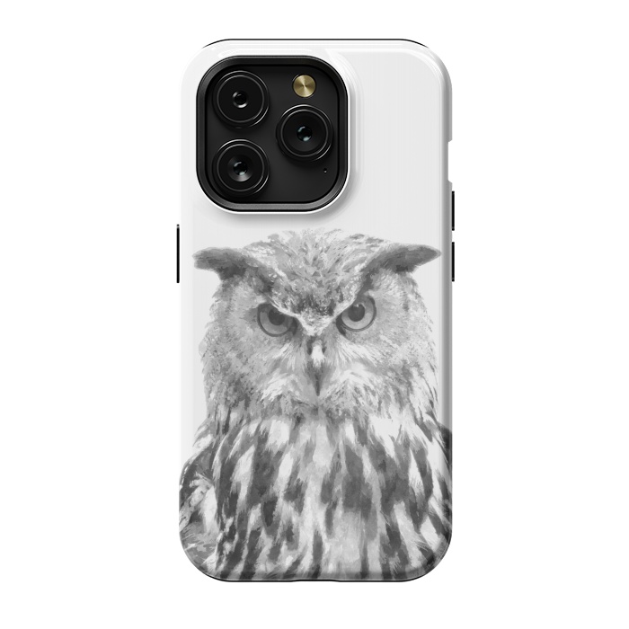 iPhone 15 Pro StrongFit Black and White Owl by Alemi