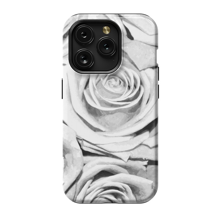 iPhone 15 Pro StrongFit Black and White Roses by Alemi