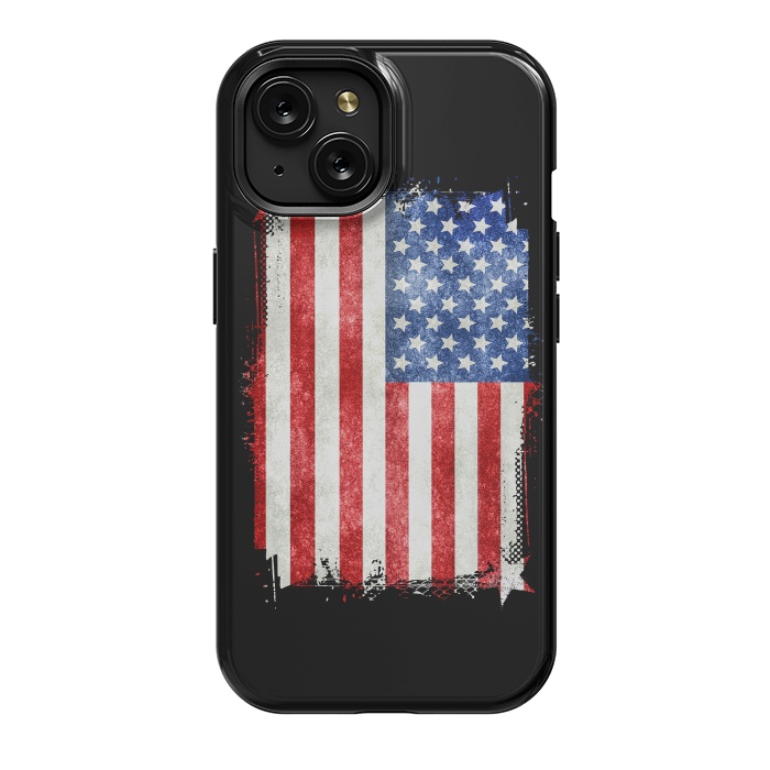 iPhone 15 StrongFit American Flag Grunge Style by Andrea Haase
