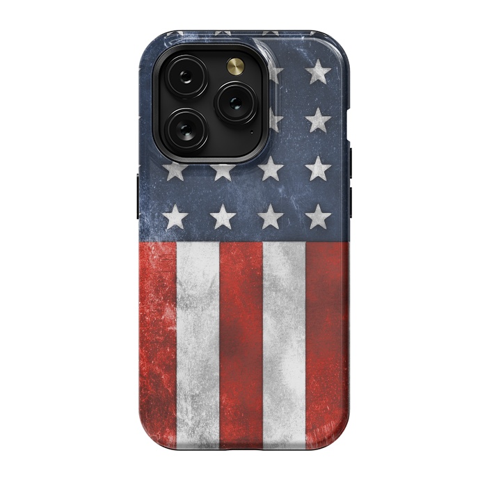 iPhone 15 Pro StrongFit Grunge Style American Flag by Andrea Haase