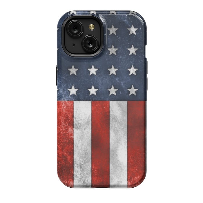 iPhone 15 StrongFit Grunge Style American Flag by Andrea Haase