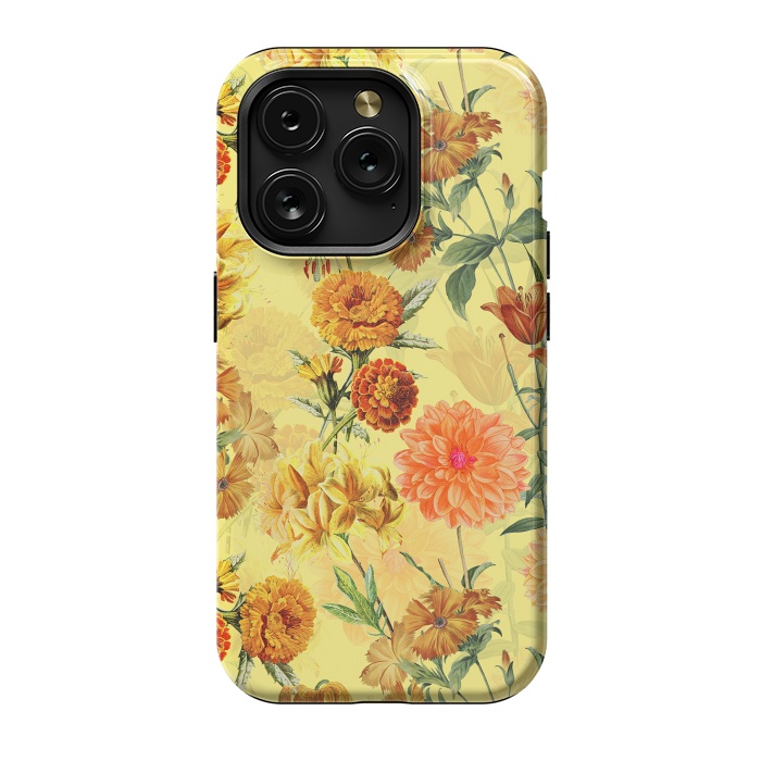 iPhone 15 Pro StrongFit Yellow vintage Flower Pattern by  Utart
