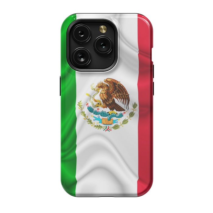 iPhone 15 Pro StrongFit  Mexico Waving Silk Flag by BluedarkArt