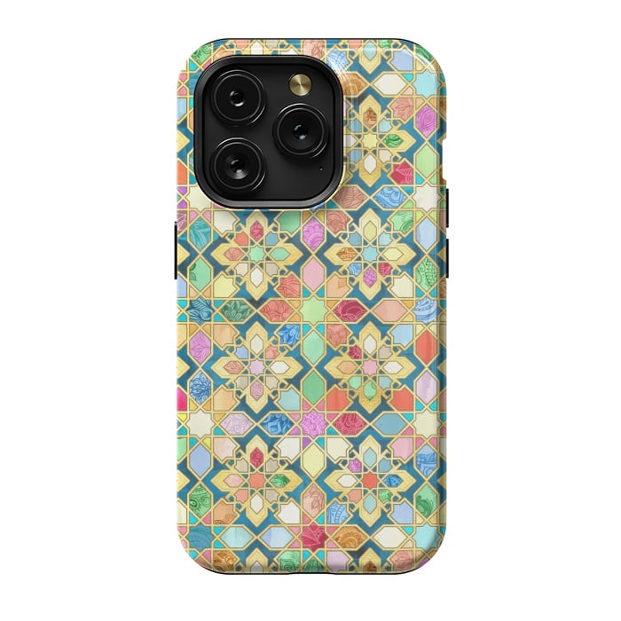 iPhone 15 Pro StrongFit Gilded Moroccan Mosaic Tiles by Micklyn Le Feuvre