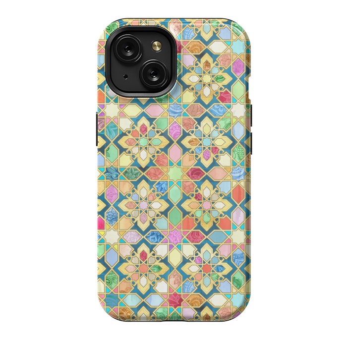 iPhone 15 StrongFit Gilded Moroccan Mosaic Tiles by Micklyn Le Feuvre