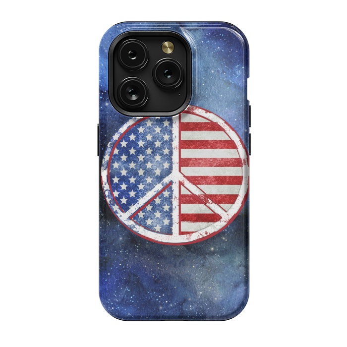 iPhone 15 Pro StrongFit Peace Sign Stars and Stripes USA Flag 2 by Andrea Haase