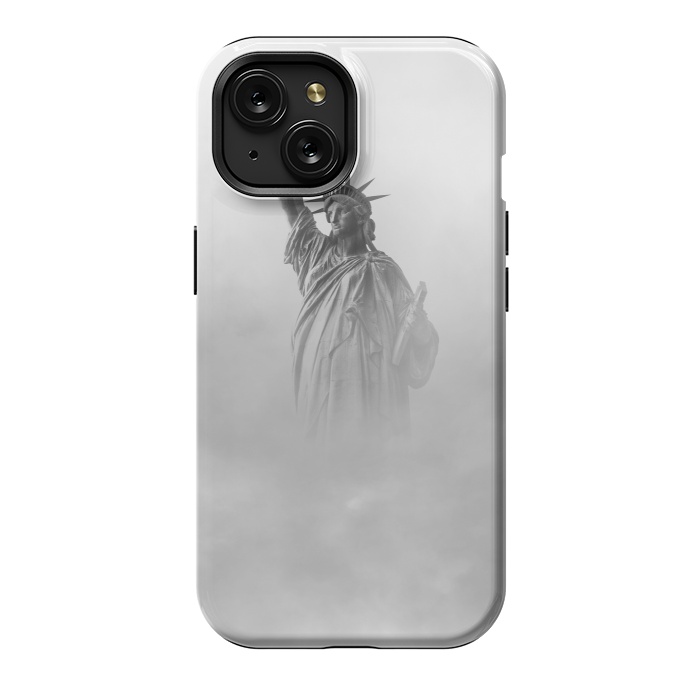 iPhone 15 StrongFit Statue Of Liberty Black And White by Andrea Haase