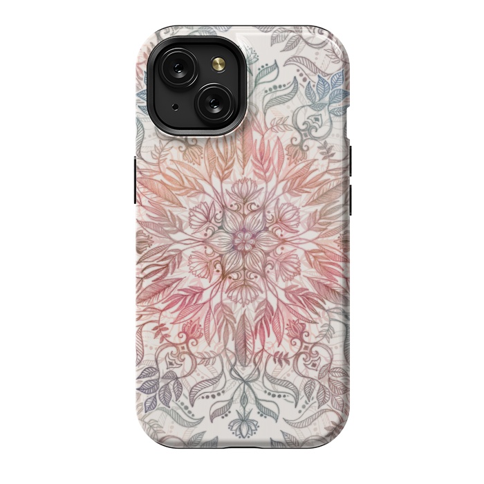 iPhone 15 StrongFit Autumn Spice Mandala in Coral and Cream by Micklyn Le Feuvre