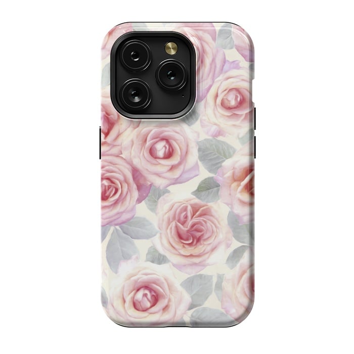 iPhone 15 Pro StrongFit Painted Pink and Mauve Roses by Micklyn Le Feuvre