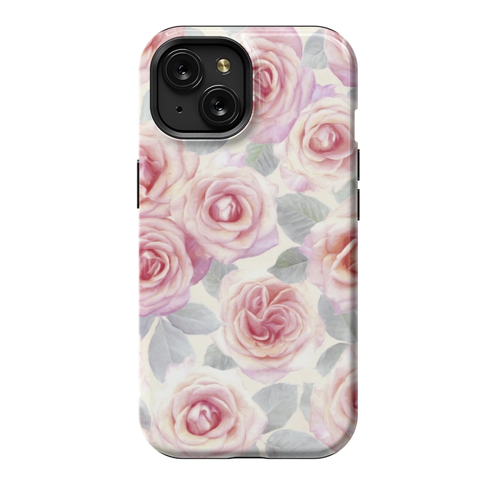 iPhone 15 StrongFit Painted Pink and Mauve Roses by Micklyn Le Feuvre