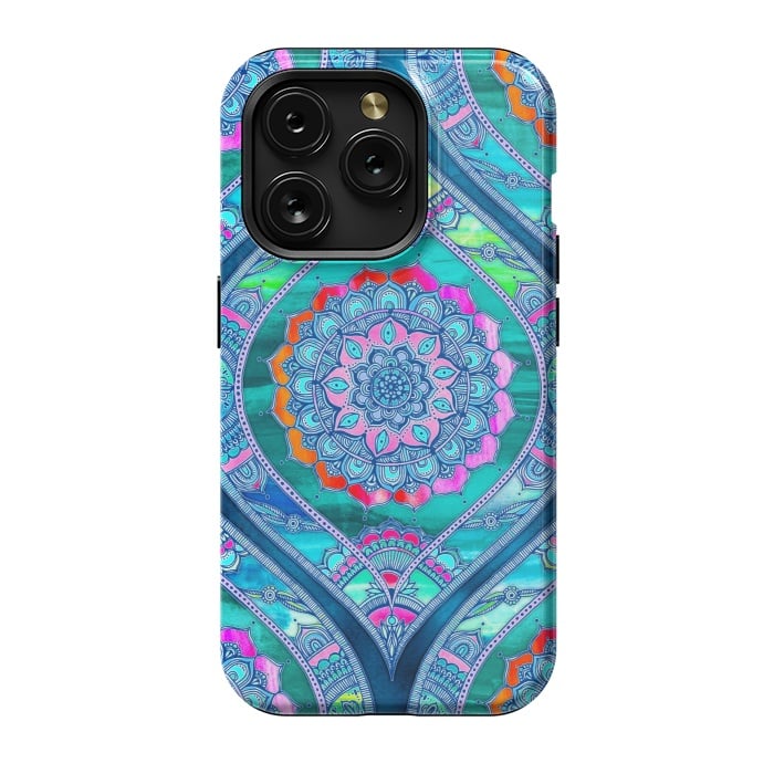 iPhone 15 Pro StrongFit Radiant Boho Color Play Mandala by Micklyn Le Feuvre
