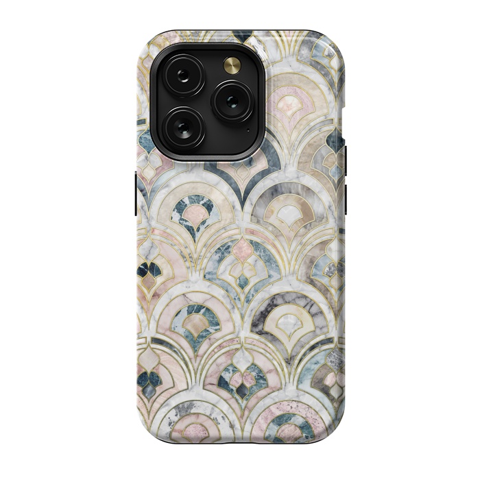 iPhone 15 Pro StrongFit Art Deco Marble Tiles in Soft Pastels by Micklyn Le Feuvre