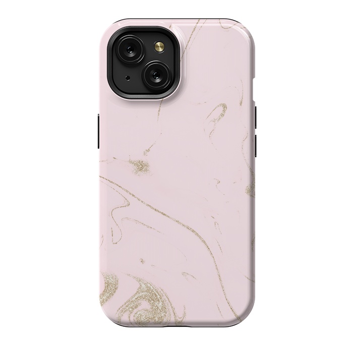 iPhone 15 StrongFit Luxe gold and blush marble image by InovArts