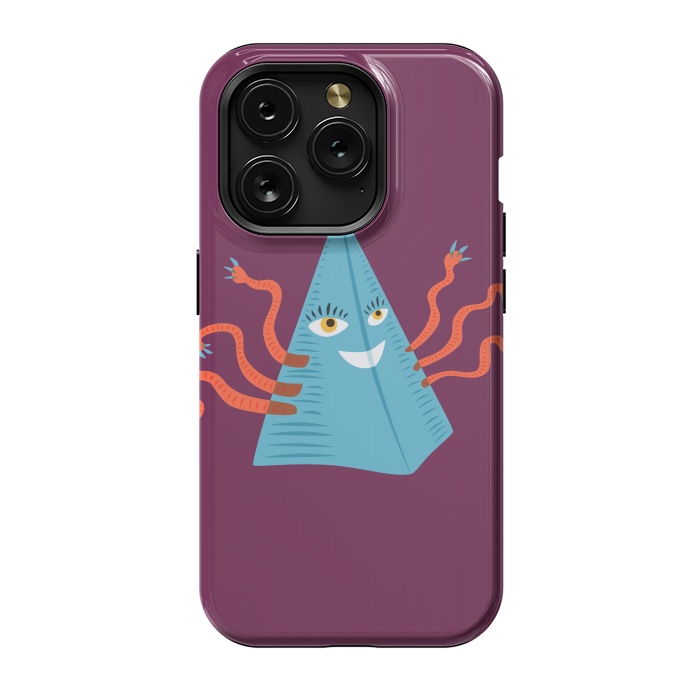 iPhone 15 Pro StrongFit Weird Blue Alien Pyramid Character With Tentacles by Boriana Giormova