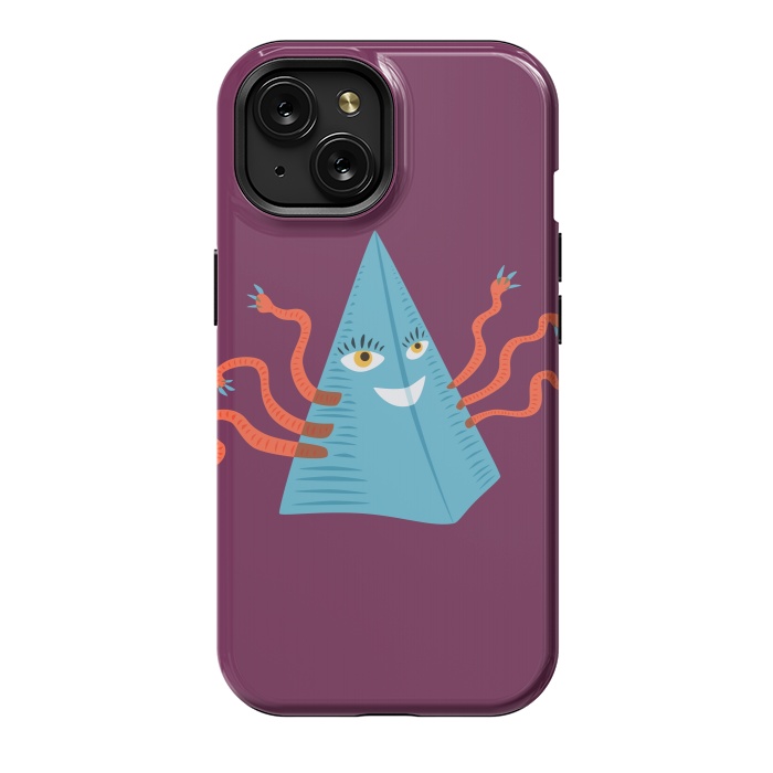 iPhone 15 StrongFit Weird Blue Alien Pyramid Character With Tentacles by Boriana Giormova