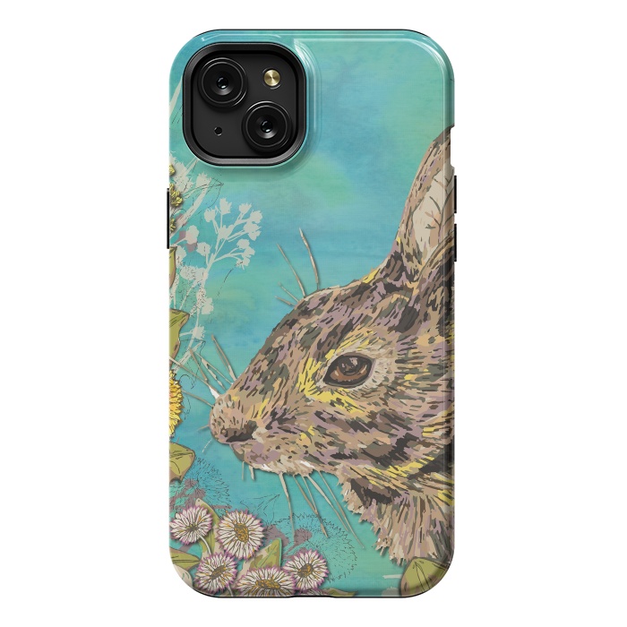 iPhone 15 Plus StrongFit Rabbit and Daisies by Lotti Brown
