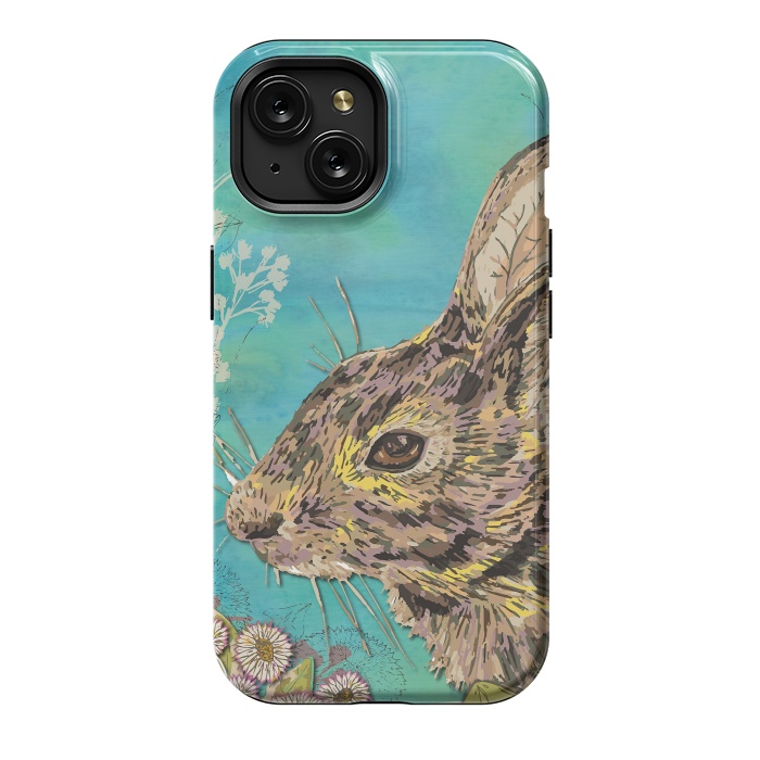 iPhone 15 StrongFit Rabbit and Daisies by Lotti Brown