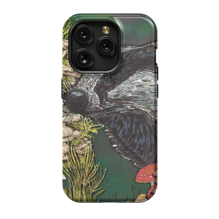 iPhone 15 Pro StrongFit Badger Woodland Walk by Lotti Brown