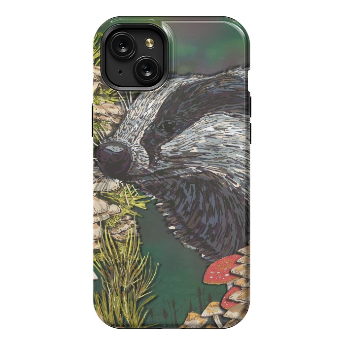iPhone 15 Plus StrongFit Badger Woodland Walk by Lotti Brown