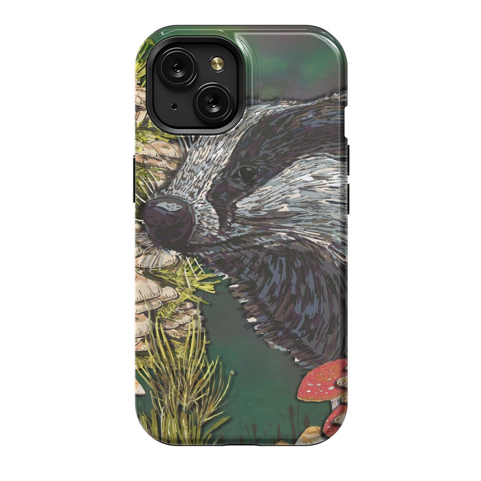 iPhone 15 StrongFit Badger Woodland Walk by Lotti Brown