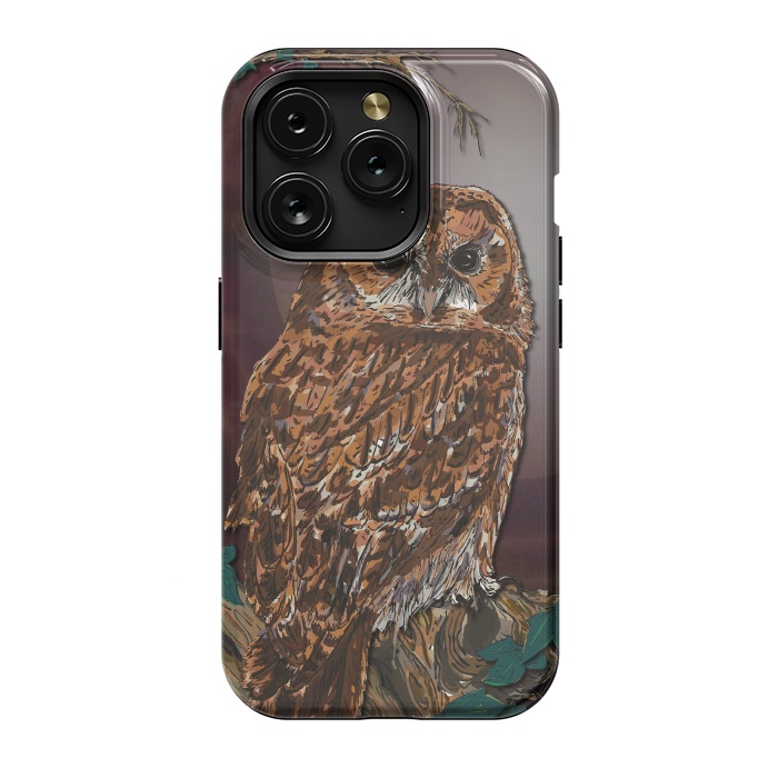 iPhone 15 Pro StrongFit Tawny Owl - Mistress of the Night by Lotti Brown