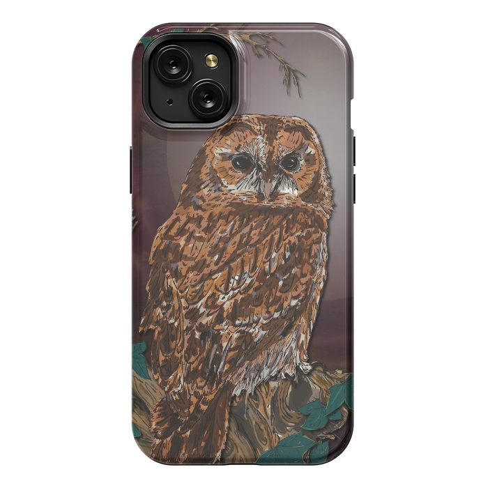 iPhone 15 Plus StrongFit Tawny Owl - Mistress of the Night by Lotti Brown