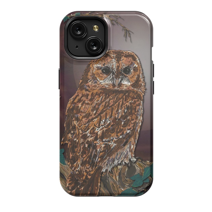 iPhone 15 StrongFit Tawny Owl - Mistress of the Night by Lotti Brown