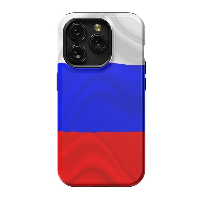 iPhone 15 Pro StrongFit Russia Waving Flag Digital Silk Satin Fabric by BluedarkArt
