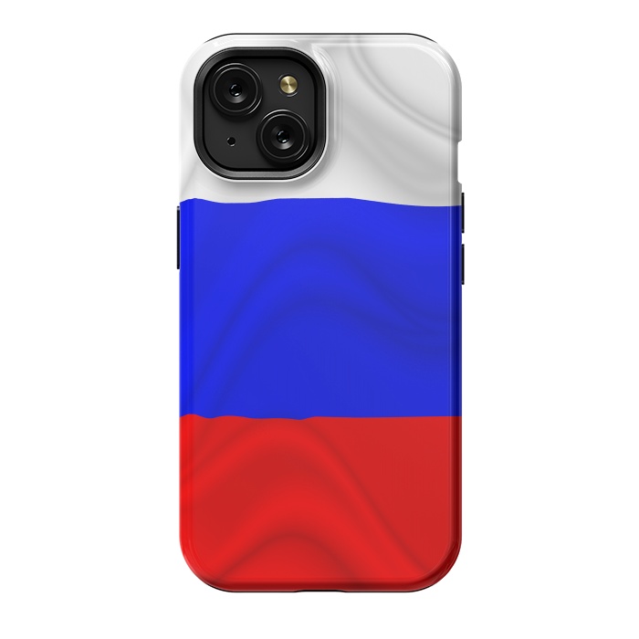 iPhone 15 StrongFit Russia Waving Flag Digital Silk Satin Fabric by BluedarkArt