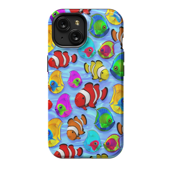 iPhone 15 StrongFit Tropical Colorful Fish Pattern by BluedarkArt