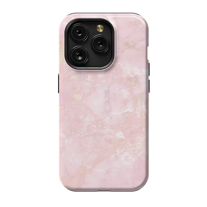 iPhone 15 Pro StrongFit Delicate Rose Gold Metal on Light Pink Marble by  Utart