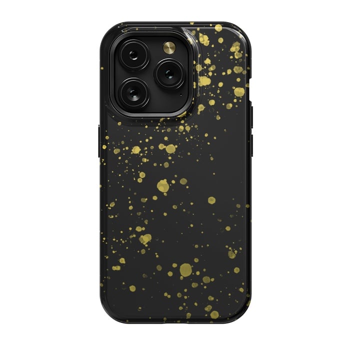 iPhone 15 Pro StrongFit Gold and Black Splatter by Ashley Camille