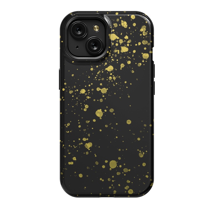 iPhone 15 StrongFit Gold and Black Splatter by Ashley Camille