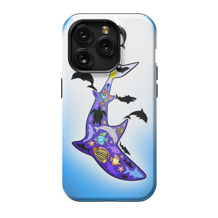 iPhone 15 Pro StrongFit Shark MarineLife Scenery Patterned by BluedarkArt