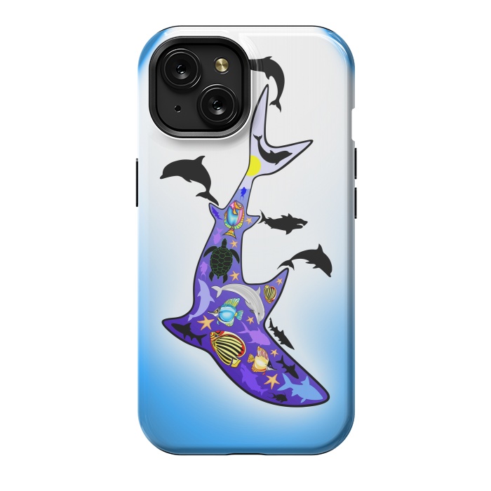 iPhone 15 StrongFit Shark MarineLife Scenery Patterned by BluedarkArt