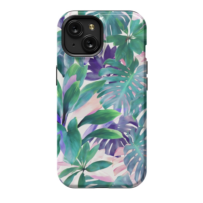 iPhone 15 StrongFit Pastel Summer Tropical Jungle by Micklyn Le Feuvre