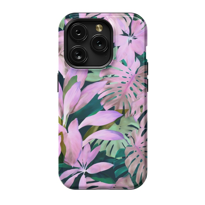 iPhone 15 Pro StrongFit Tropical Night Magenta Jungle by Micklyn Le Feuvre