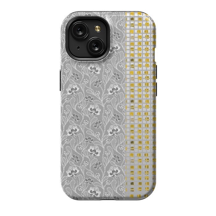iPhone 15 StrongFit Lace and gold by Kashmira Baheti