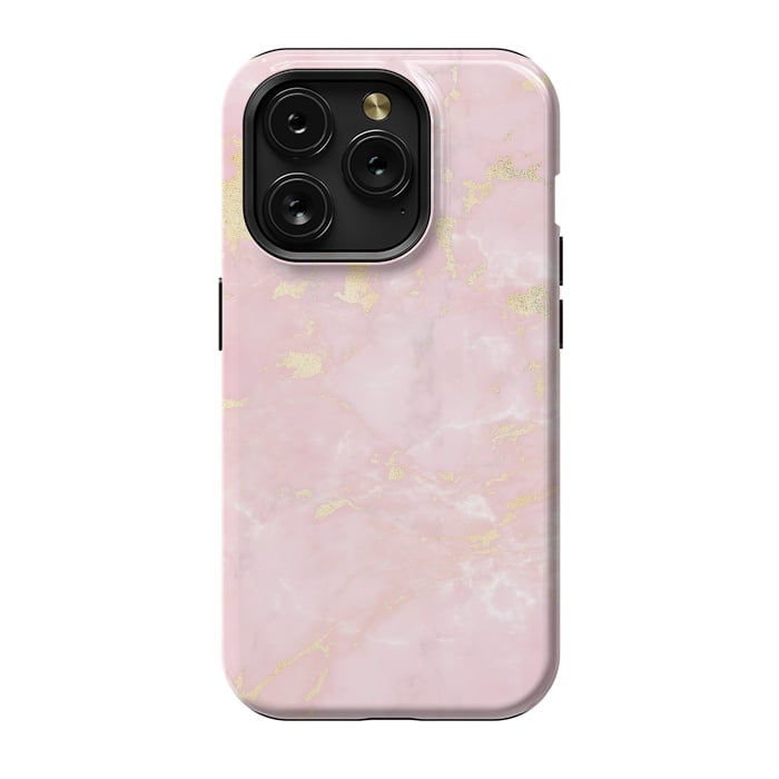 iPhone 15 Pro StrongFit Metal Gold on Tender Pink Marble by  Utart