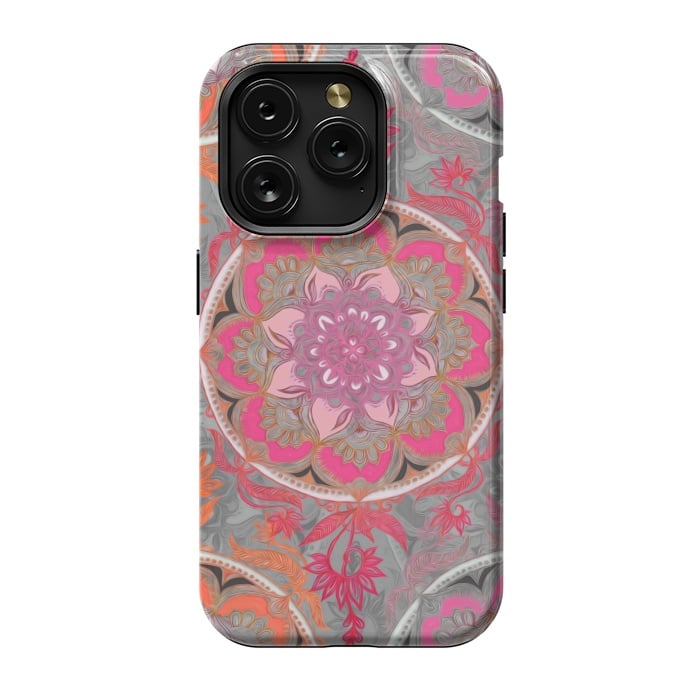 iPhone 15 Pro StrongFit Hot Pink, Magenta and Orange Super Boho Medallions by Micklyn Le Feuvre