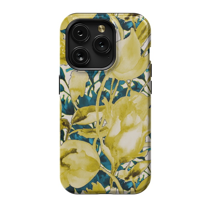iPhone 15 Pro StrongFit Yellow watercolour floral by Kashmira Baheti
