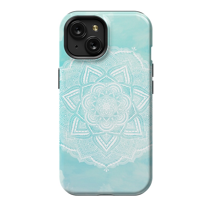 iPhone 15 StrongFit Mandala flower turquoise by Jms
