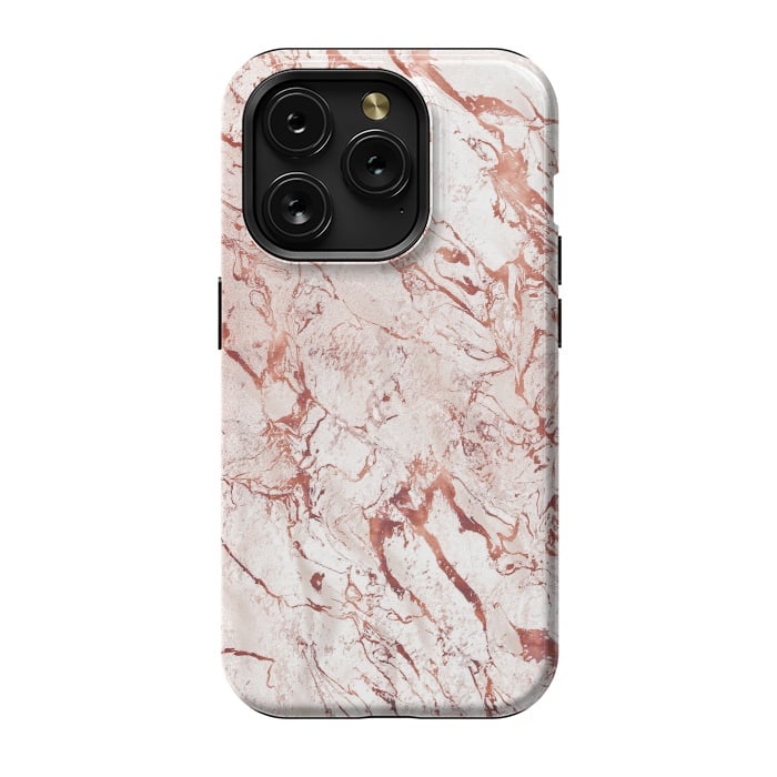 iPhone 15 Pro StrongFit ROSE GOLD MARBLE by Art Design Works