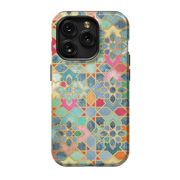 iPhone 15 Pro StrongFit Gilt & Glory - Colorful Moroccan Mosaic by Micklyn Le Feuvre