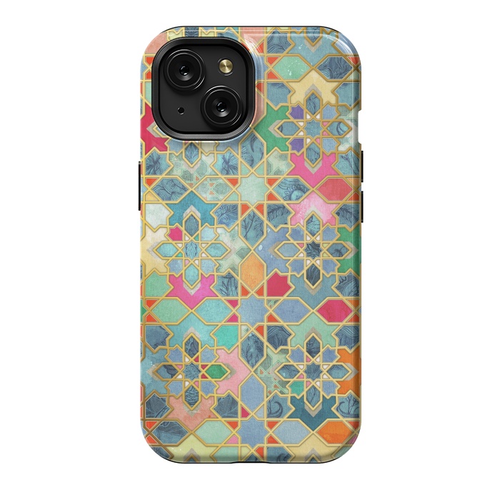 iPhone 15 StrongFit Gilt & Glory - Colorful Moroccan Mosaic by Micklyn Le Feuvre