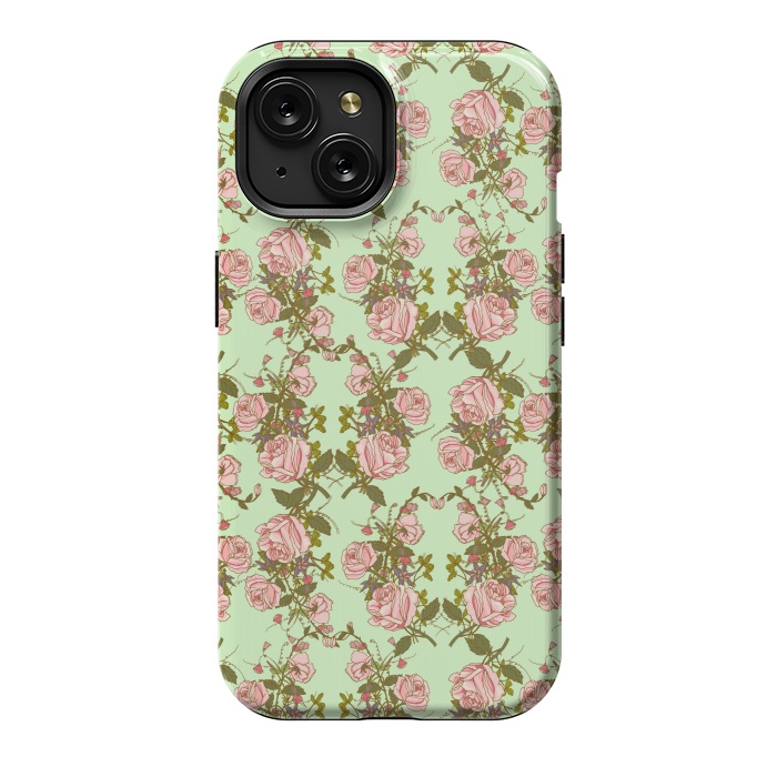 iPhone 15 StrongFit Vintage Rosy Floral by Quirk It Up