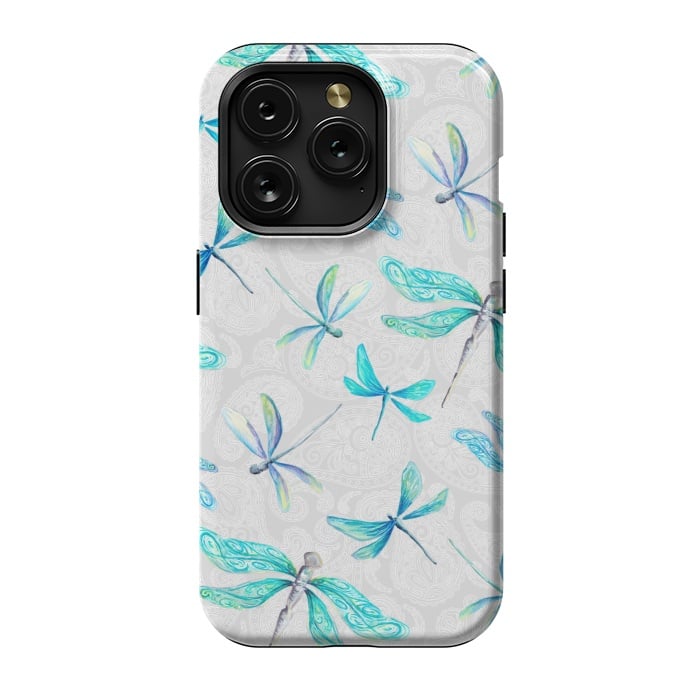 iPhone 15 Pro StrongFit Dragonflies on Paisley by gingerlique